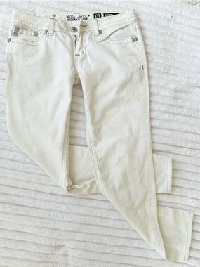 Miss Me Off-White Skinny Jeans with Silver Hardware